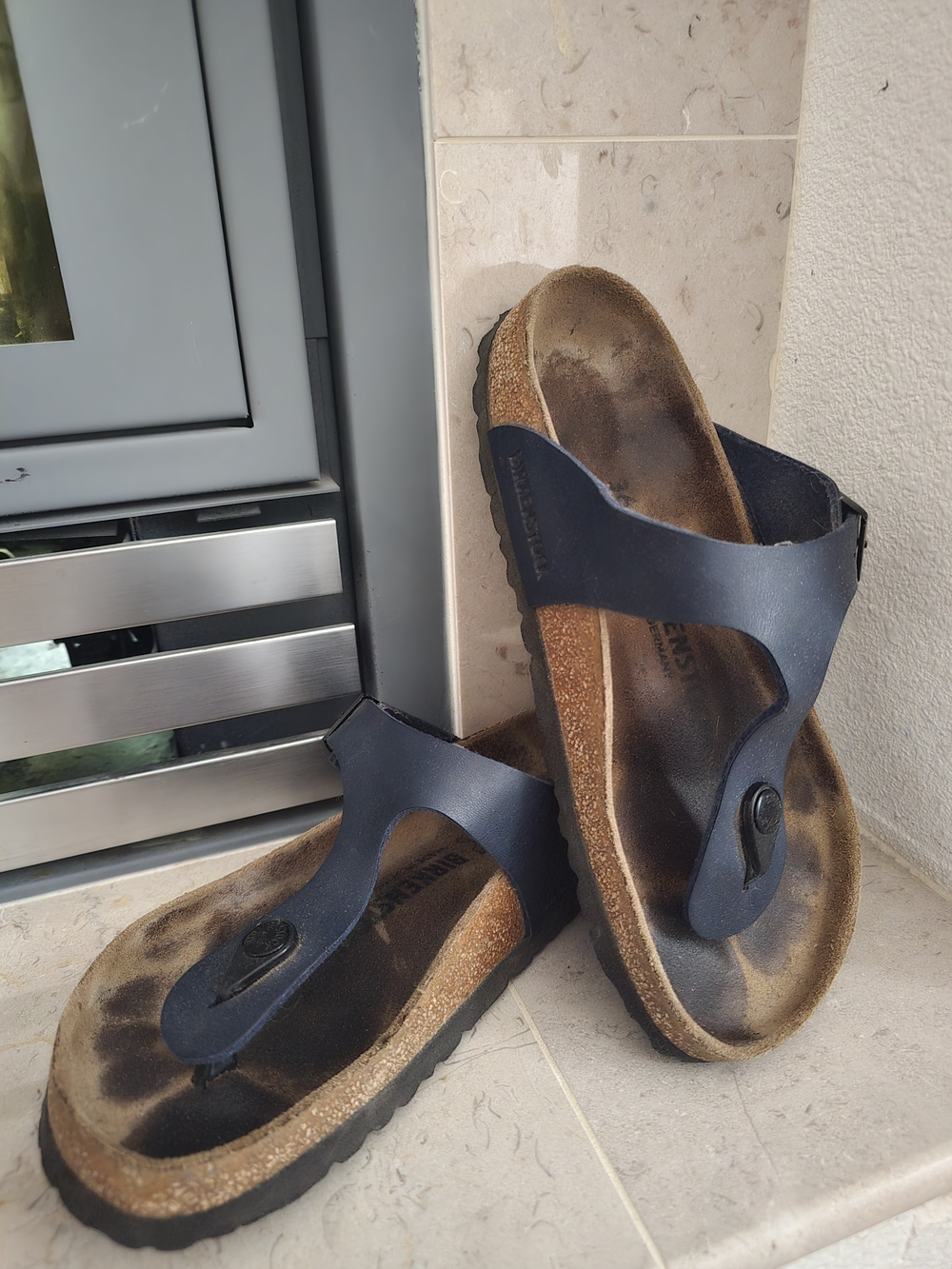 Birkenstock Navy Blue Thong Sandals 36